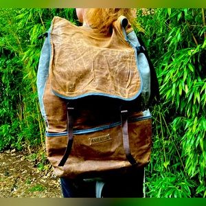 Waxed canvas travel backpack | Anhaica | unique handmade prototype | brown grey